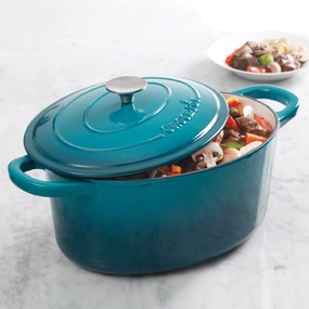  Vas de fontă emailată, 6.6L, oval, turcoaz Crock-Pot