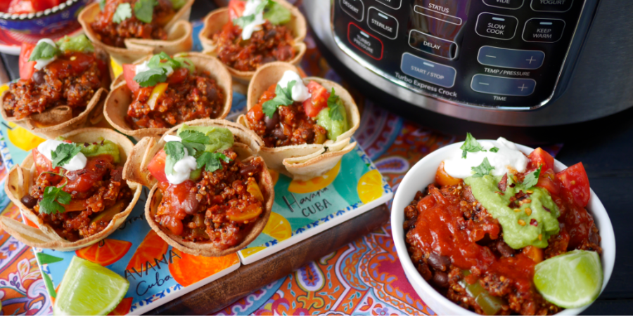 Rețetă Quinoa Chilli Party Taco Bowls la Multicookerul Crock-pot Turbo Express